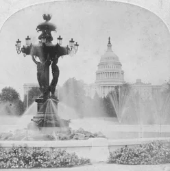 Der Bartholdi-Brunnen und das Kapitol, Washington DC, USA, späte 19. oder frühe 20. Jahrhundert