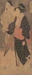 Paar in einem abendlichen Regenschauer, ca. 1800