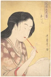 „Hochrangige Kurtisane“ (Oiran), aus der Serie Fünf Tuschenuancen im nördlichen Viertel (Hokkoku goshiki-zumi)