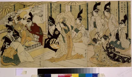 Shizuka Gozen tanzt bei der Zeremonie für das Heiligtum von Tsurugaoka Wakamiya
