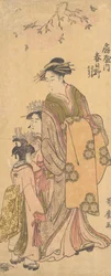 Die Oiran Kasugano von Ogiya auf Parade, ca. 1788
