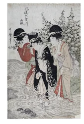 Drei Bijin im Fluss, Edo-Periode, ca. 1790-1804