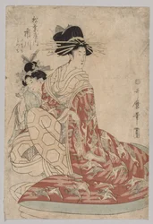 Frau von Yoshiwara mit Mädchen, 1753-1806