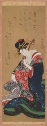 Shamisen-Spieler, Edo-Periode, spätes 18. - frühes 19. Jahrhundert