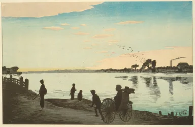 Ishihara-Brücke vom Ufer des Sumida-Flusses aus gesehen