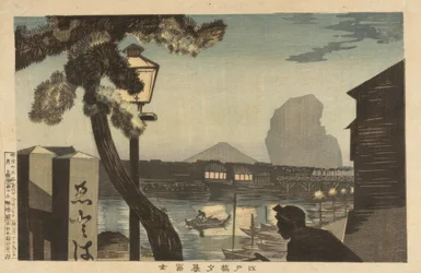 Mt. Fuji bei Dämmerung von der Edo-Brücke