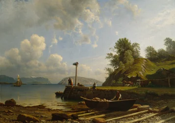 Küstenlandschaft mit Häusern