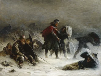 König Sverre in einem Schneesturm in den Voss-Bergen