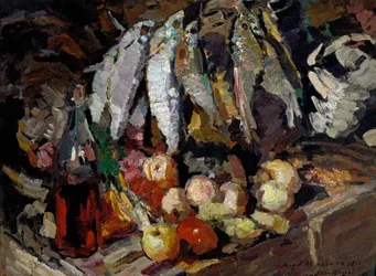 Fische, Wein, Obst