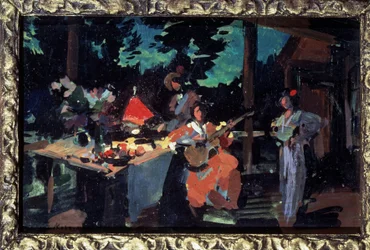 Terrasse, Abend im Landhaus