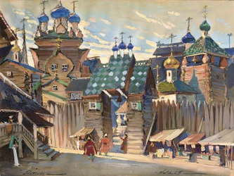 Marktplatz. Bühnenbild für die Oper Fürst Igor von A. Borodin