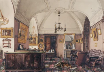 Innenräume des Winterpalastes. Das Arbeitszimmer des Großfürsten Nikolaus Nikolajewitsch, 1856