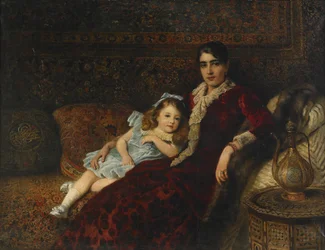 Interieur mit Mutter und Tochter, 1884