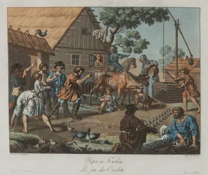 Jungen spielen Knöchelchen Babki, ca. 1812