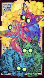 Leuchtende psychedelische Katzen