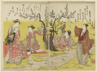 Gesellschaft an einem windenden Bach