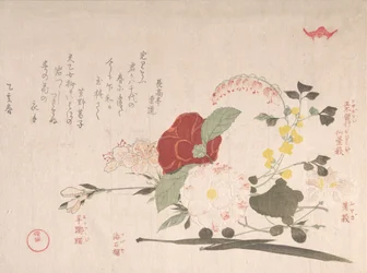 Sammlung Frühlingsregen Harusame shu, Bd. 2: Schnittblumen: Clematis, Bus..., 1815 Jahr des Ochsen