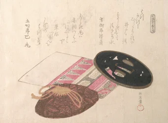 Tsuba-Schwertwache und Taschen, 19. Jahrhundert