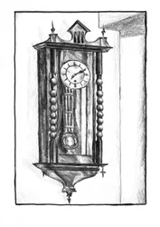 Antike Wanduhr Zeichnung