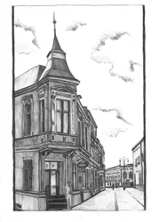 Historisches Eckgebäude Zeichnung