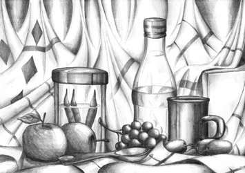 Monochromes Tischstillleben