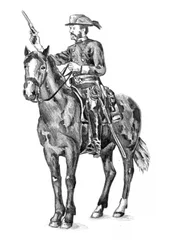 Berittener Offizier mit Pistole