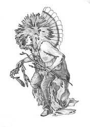 Indianischer Krieger mit Federn