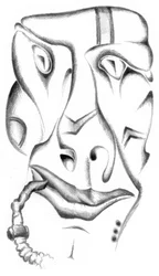 Surreales Gesicht mit Pfeife