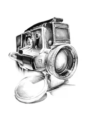Skizze einer Vintage-Filmkamera