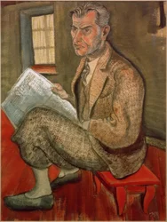 Richard Haberland mit Zeitung