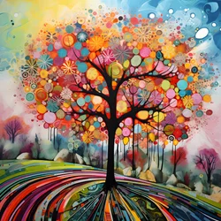 Baum im Blumengarten