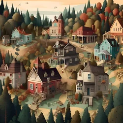 Bild von Häusern im Cartoon-Stil