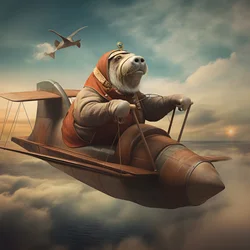 Ein Walross fliegt ein Flugzeug 1