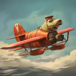 Ein Walross fliegt ein Flugzeug 2