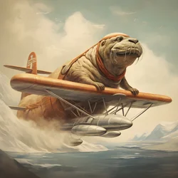Ein Walross fliegt ein Flugzeug 3