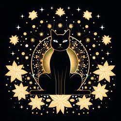 Katze in Meditation auf einer Lotusblume sitzend