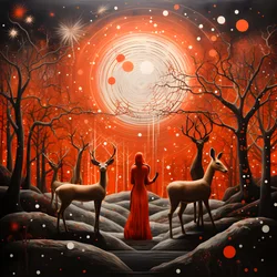 Menschen verhandeln mit einem magischen Hirsch-Gott Mond 2