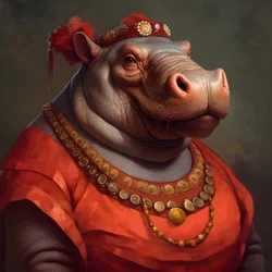 Porträt eines alten republikanischen weiblichen Großnilpferds