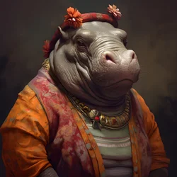 Porträt eines alten republikanischen weiblichen Großnilpferds