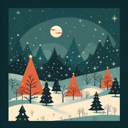 Weihnachtspostkarte im Stil der 60er Jahre