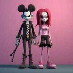 Alptraum vor Weihnachten Punk Rosa Minnie und Mickey Mouse