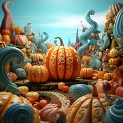 Bunte Kürbisse in 3D