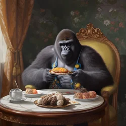 Ein Gorilla beim Essen