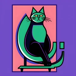 Silberne Katze im modernistischen Stil