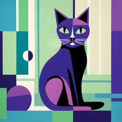 Silberne Katze im modernistischen Stil