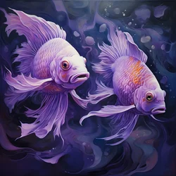 zwei Fische in der Farbe violett