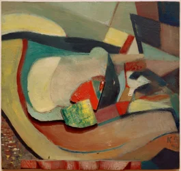 Relief mit rotem Fuß