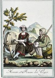 Mann und Frau aus den Vogesen - in „Encyclopédie des voyages“ von J. Grasset St Sauveur, Deron, Paris