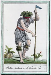 Priester und Arzt aus Feuerland (Chile) - in „Enzyklopädie der Reisen“ von J. Grasset St Sauveur