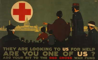 Sie schauen zu uns um Hilfe, Erster Weltkrieg Poster für das Rote Kreuz